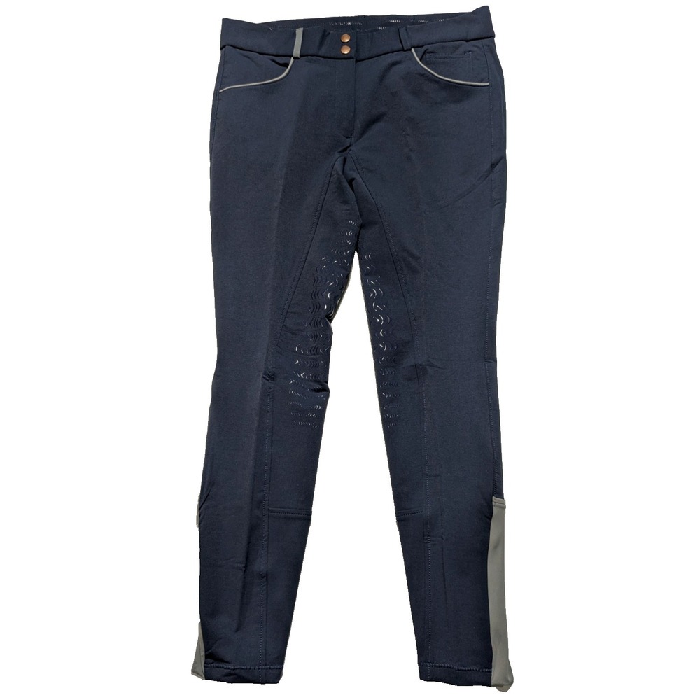 EQUO Women 32 (34X29) Navy‎ Gray Riding Breech Active Grip Equestrian Pants